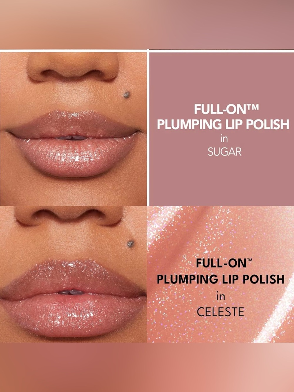 Buxom Full-On Lip Polish in Sugar and Celeste